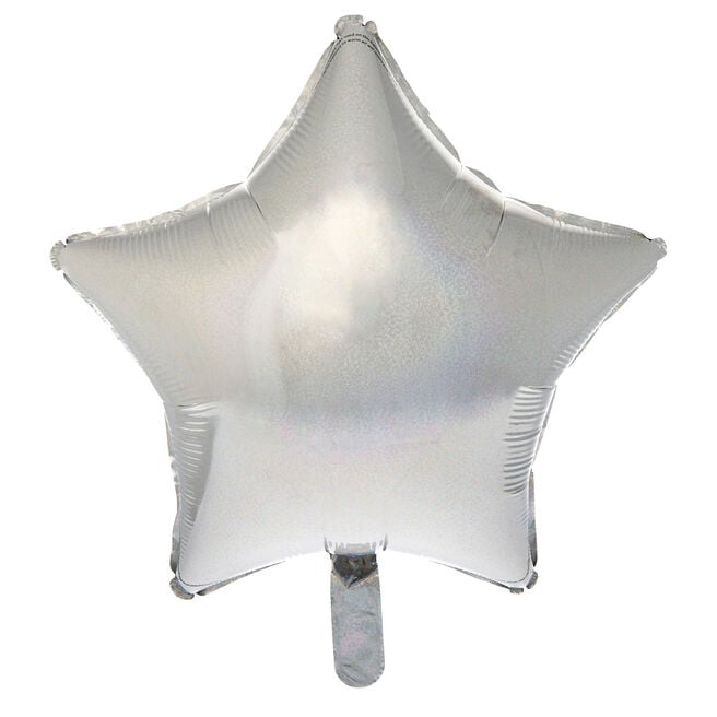 Silver Holographic Star 19-Inch Foil Helium Balloon