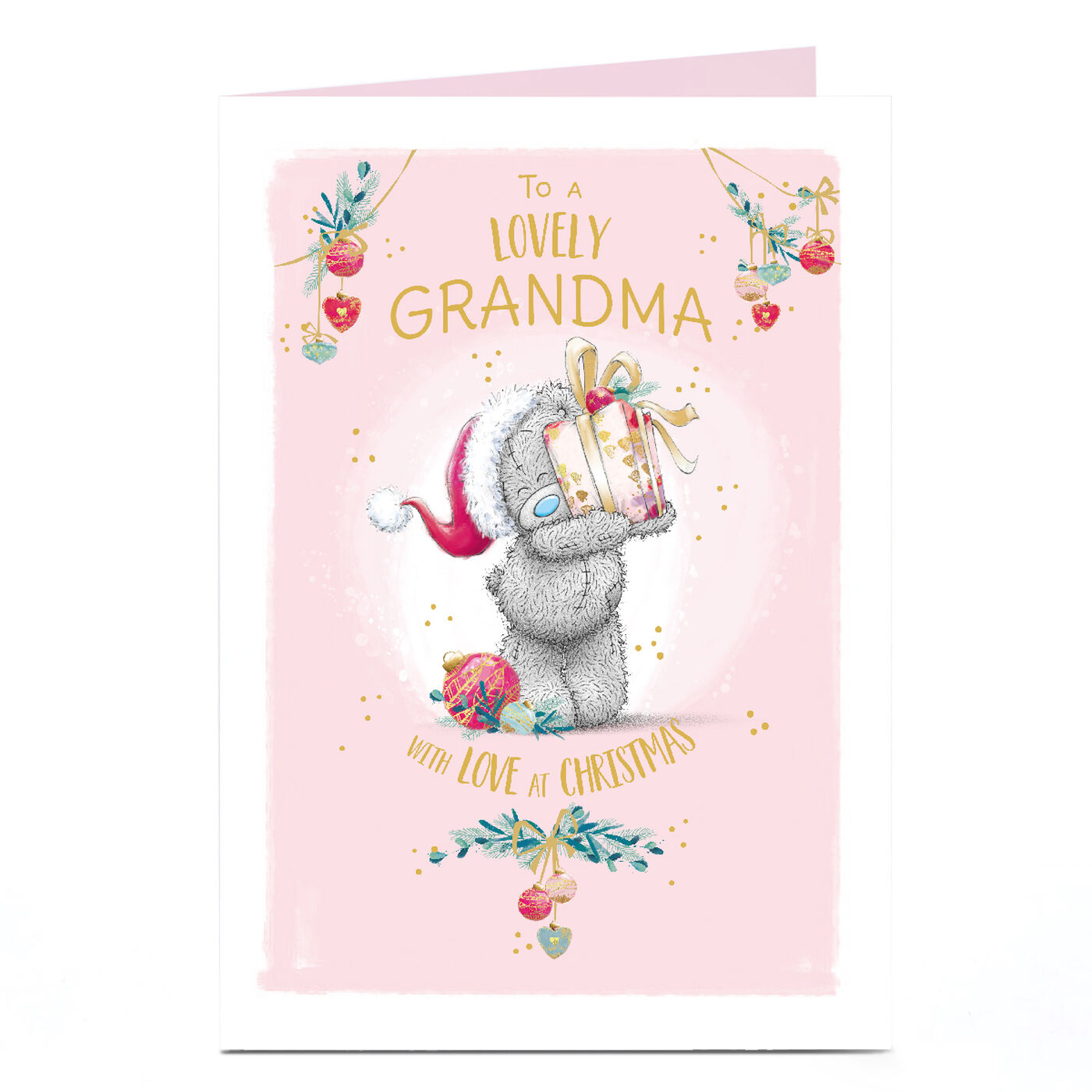 Tatty Teddy Stand By Lamp Post Design Open Christmas Card - Occasion Cards