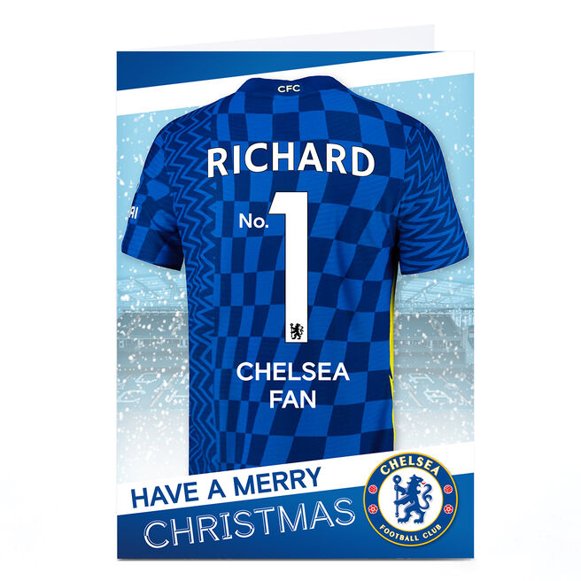 Personalised Chelsea FC Christmas Card - Football Shirt