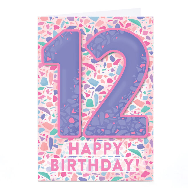 Personalised 12th Birthday Card - Geo Pink Happy Birthday