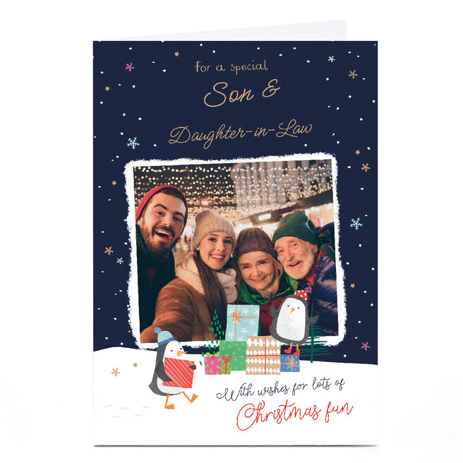 Photo Christmas Card - Christmas Fun Photo Frame, Son and Daughter in Law
