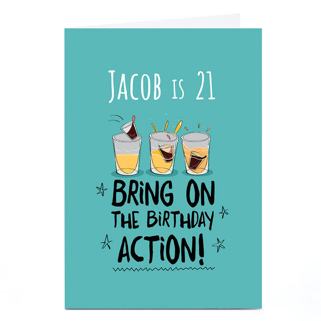 Personalised 21st Birthday Card - Birthday Action!, Editable Age