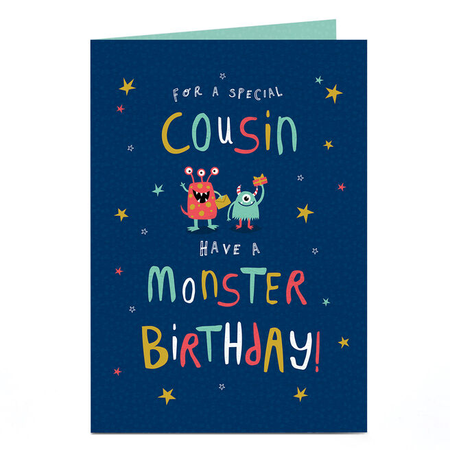 Birthday Card - Have a Monster Birthday, Cousin