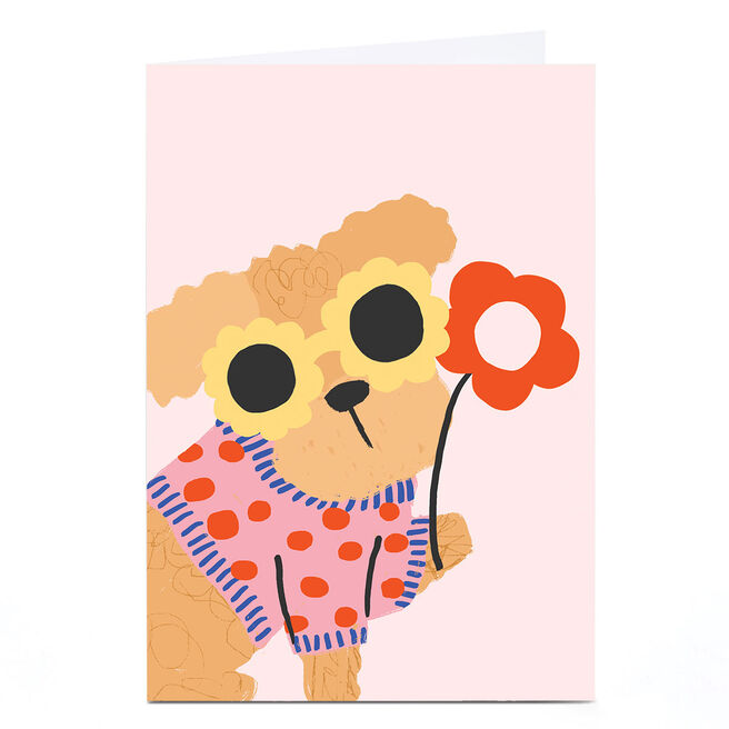 Personalised Birthday Card - Dog & Flower
