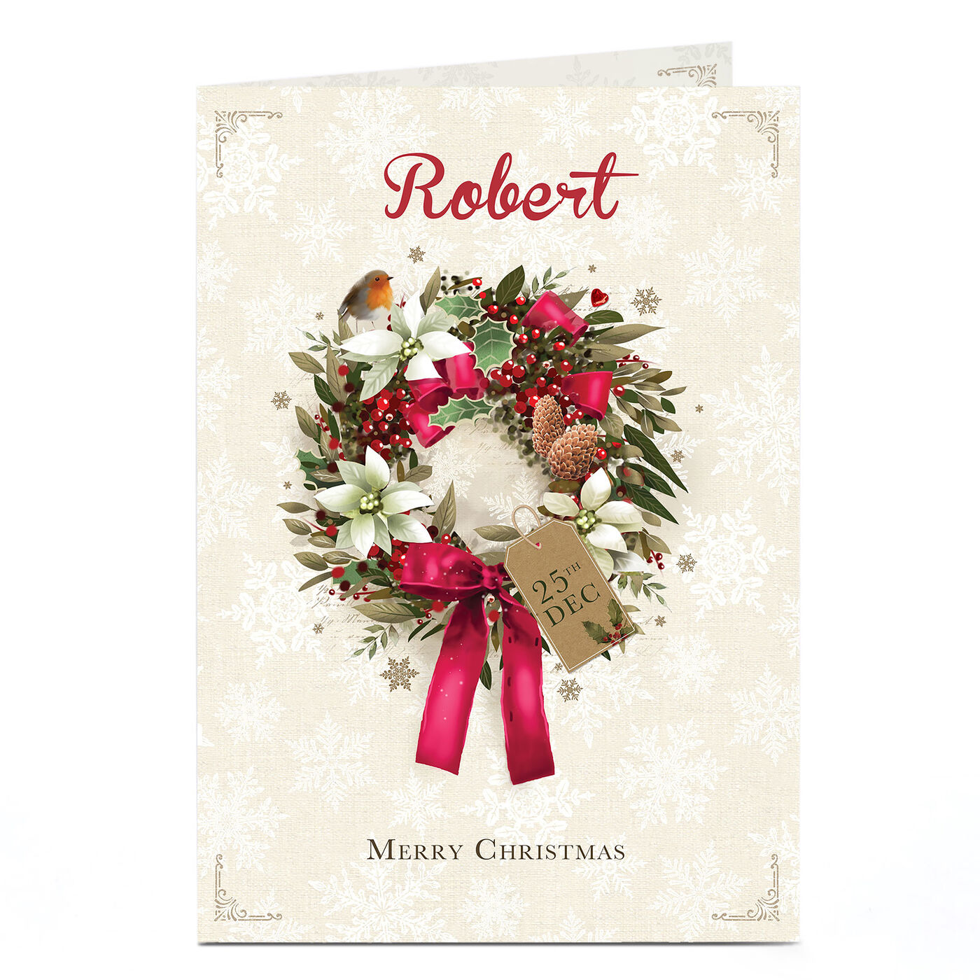 Buy Personalised Christmas Card - Wreath & Robin for GBP 2.99 | Card ...
