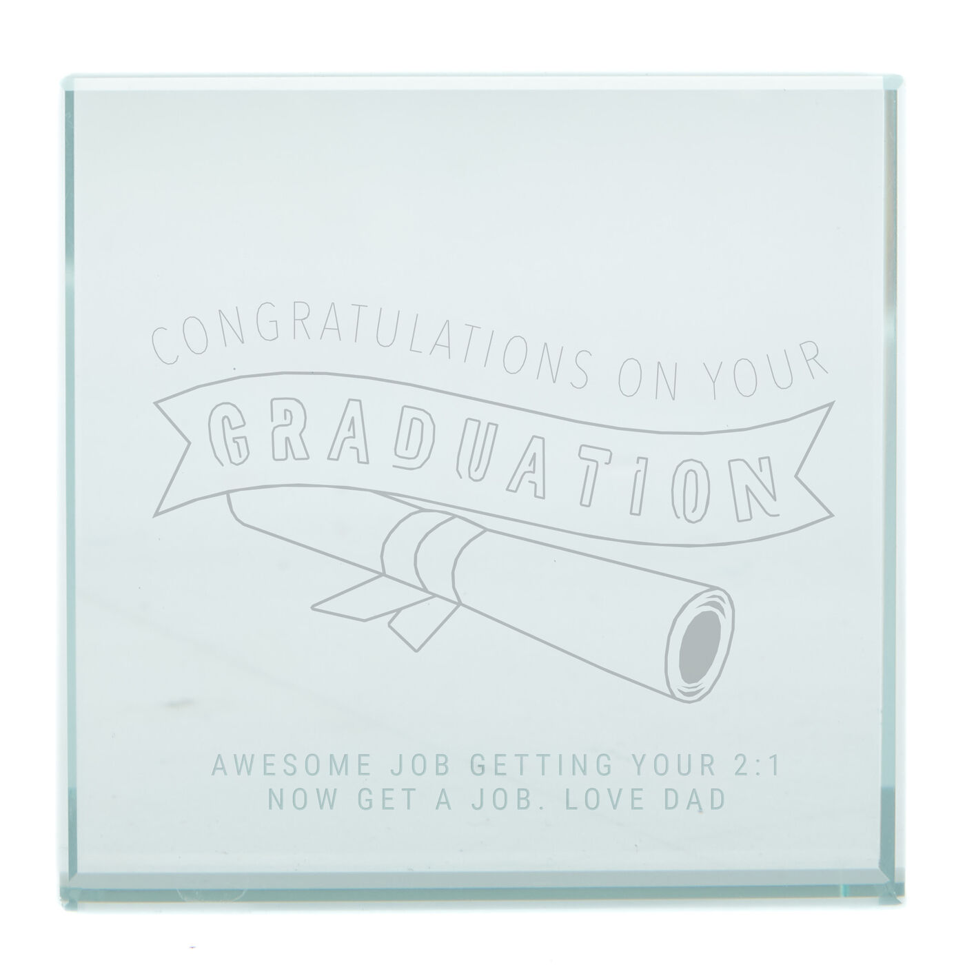 Buy personalised engraved glass token congratulations on your