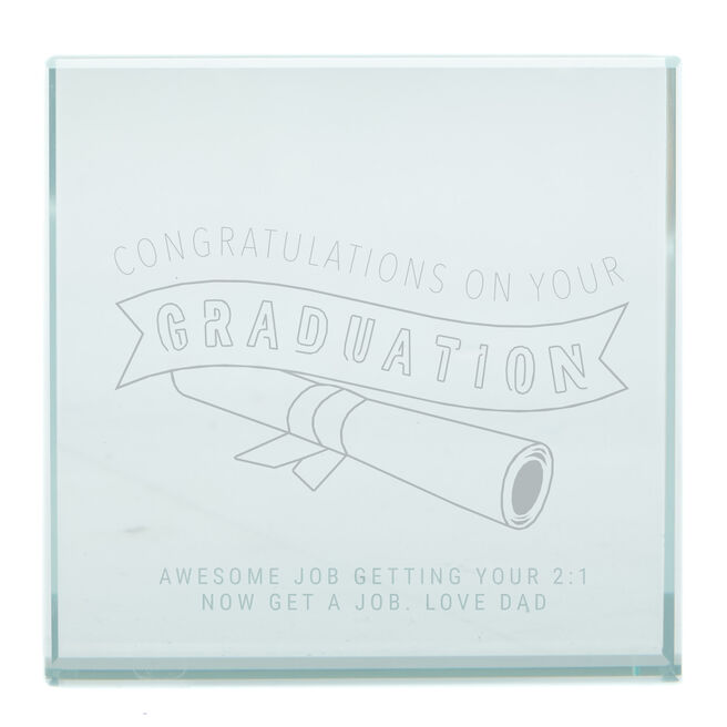 Personalised Engraved Glass Token - Congratulations On Your Graduation