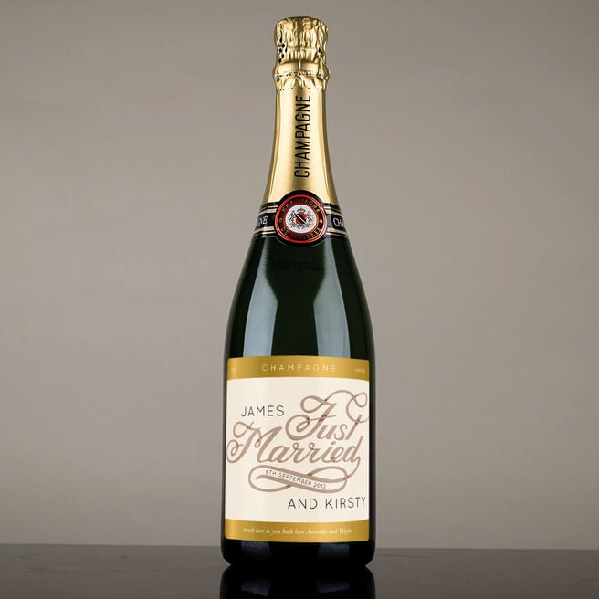 Luxury Personalised Champagne - Just Married Ribbons