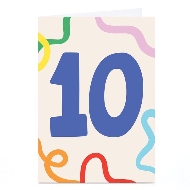 10th Birthday Card - Colourful Squiggles