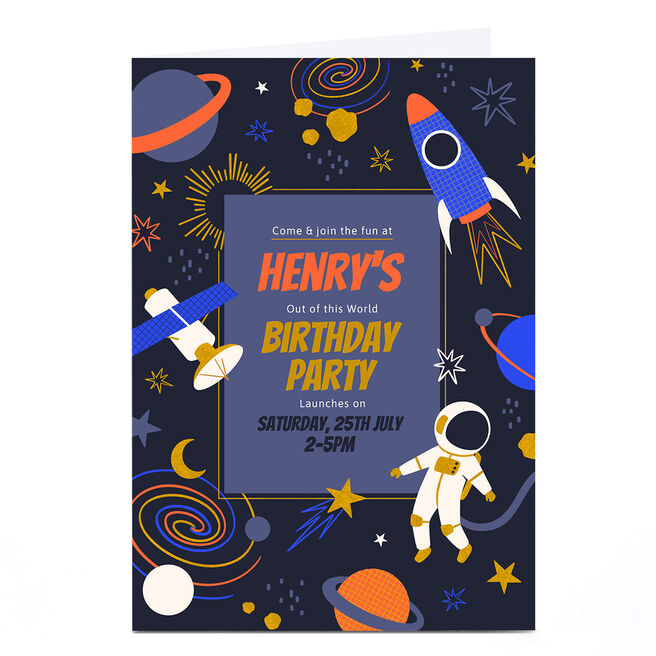 Personalised Party Invitation - Rocket Birthday