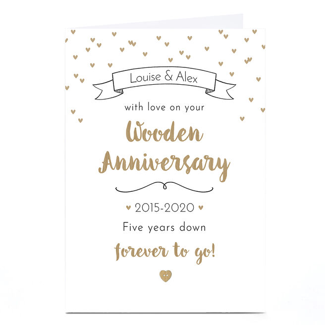 Personalised Anniversary Card - Wooden Anniversary 