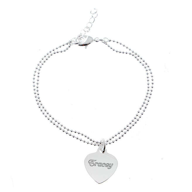 Personalised Engraved Double Chain Silver Bracelet