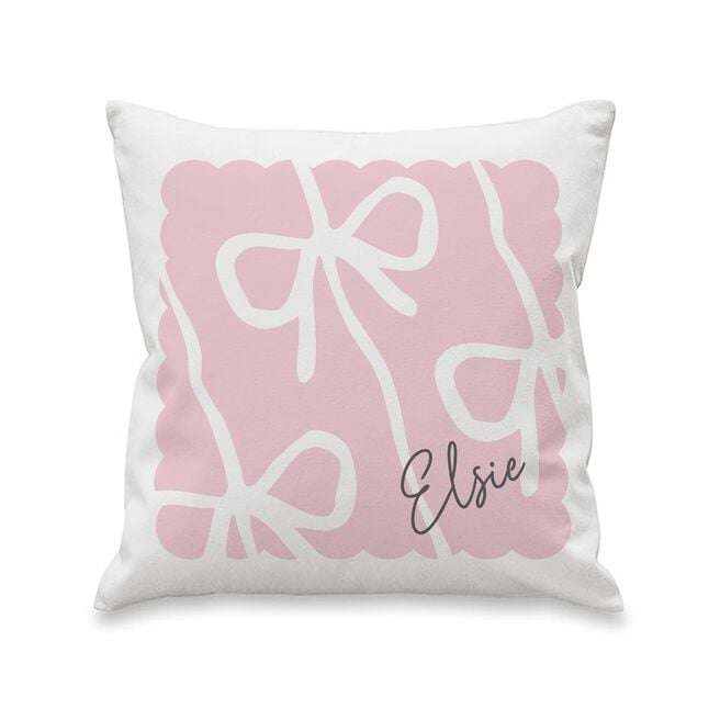 Personalised Pink Bow Cushion