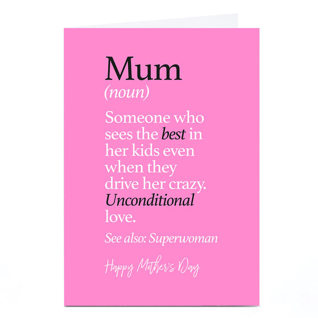 Personalised Punk Mother's Day Card - Mum Definition
