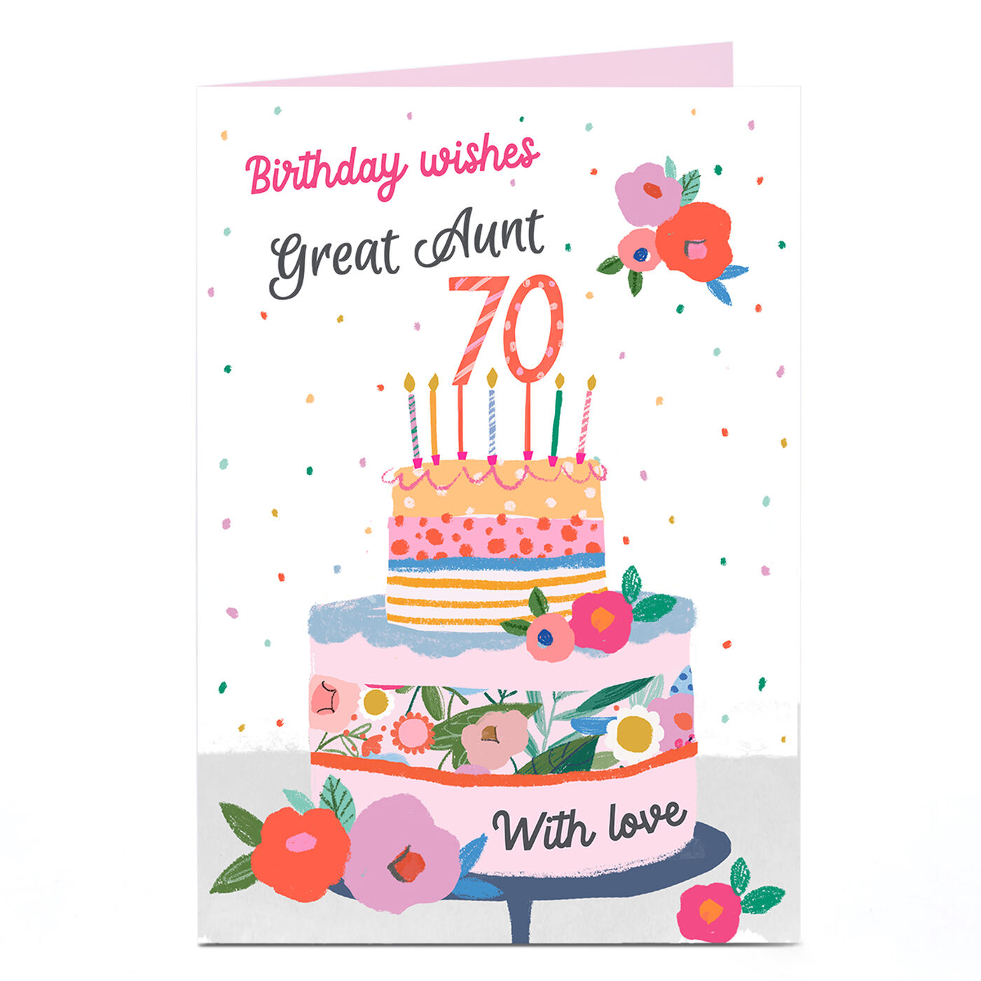 Buy Personalised 70th Birthday Card - Wishes With Love, Great Aunt for ...