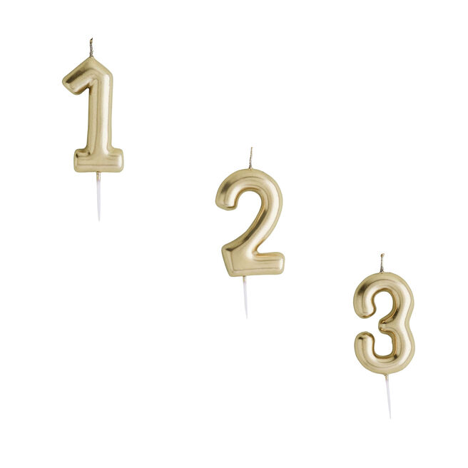 Gold Number Cake Candle (0-9)