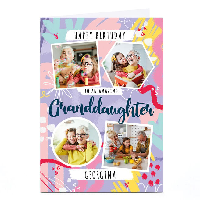 Photo Little Mono Birthday Card - Amazing Granddaughter
