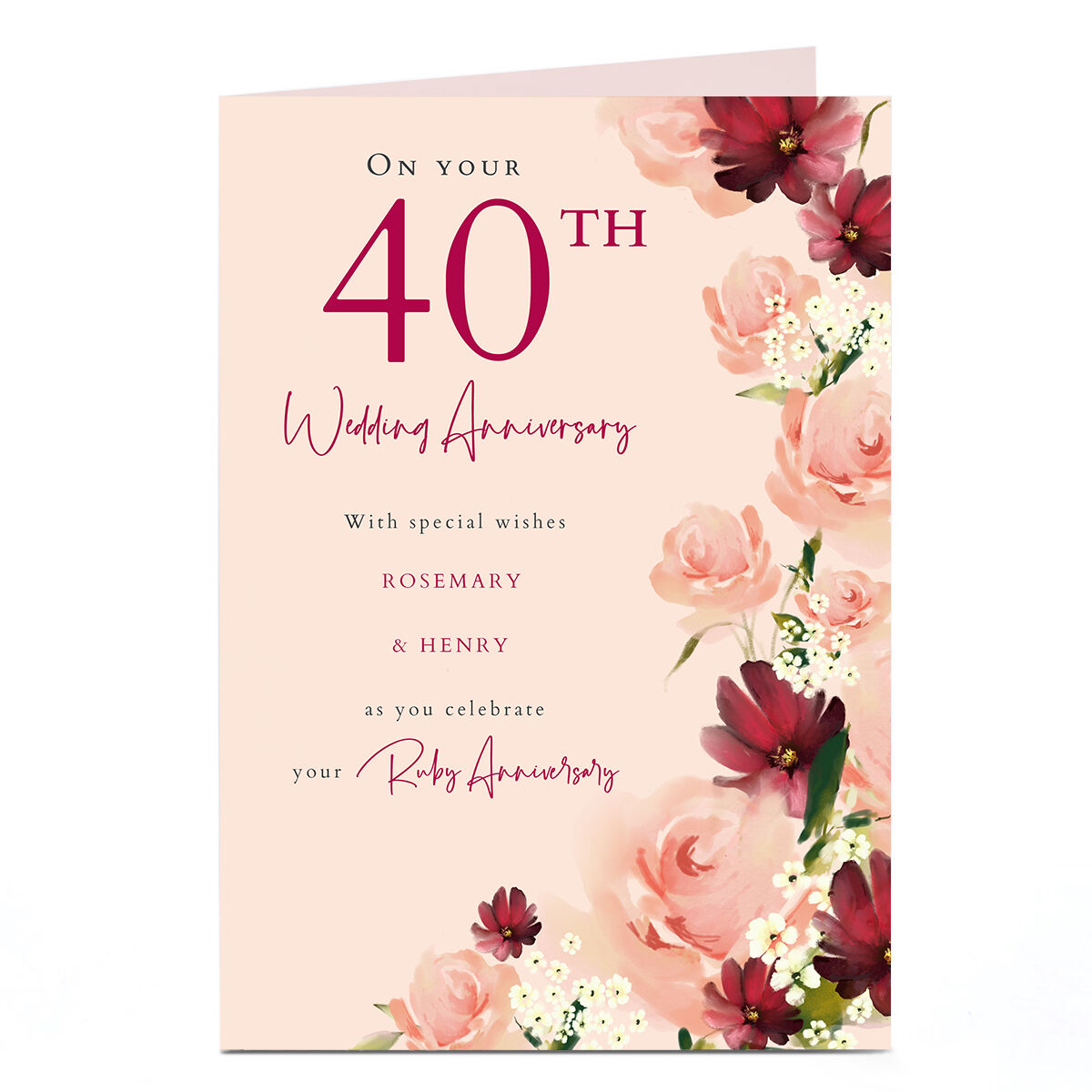 Handgemachte Glückwunschkarte Zum 40. Hochzeitstag – „Ruby Anniversary“ Für Ehemann