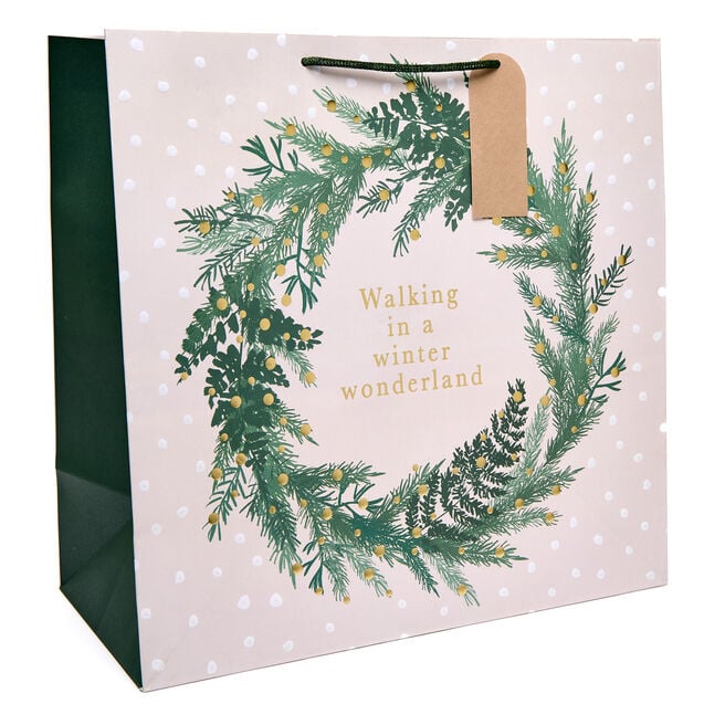 Winter Wonderland Wreath Giant Square Gift Bag