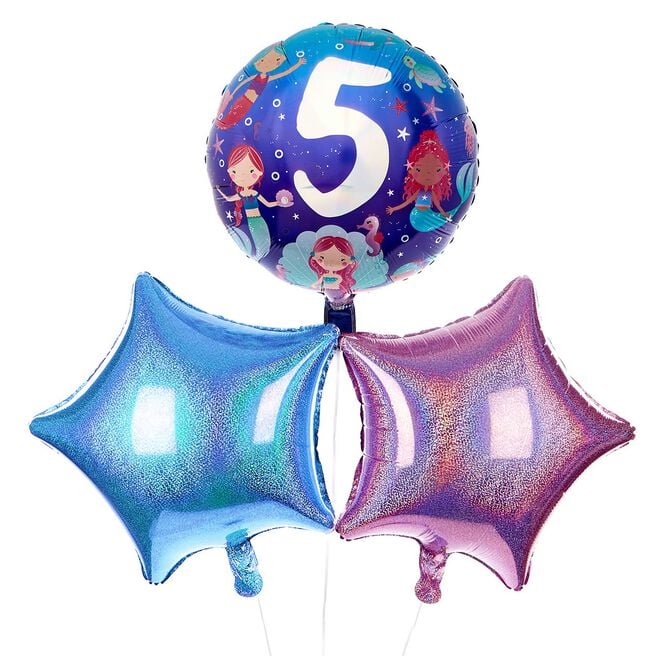 Mermaids 5th Birthday Balloon Bouquet - DELIVERED INFLATED!