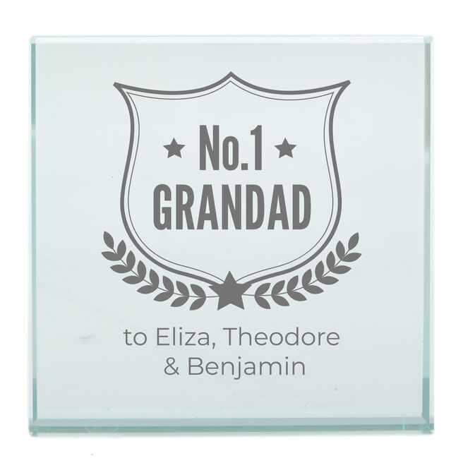 Personalised Engraved Glass Token - No. 1 Grandad