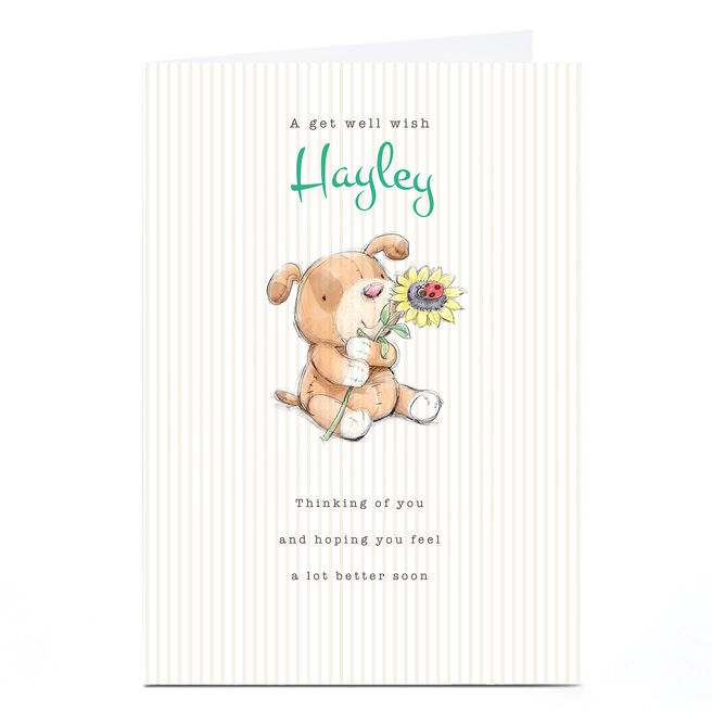 Personalised Get Well Soon Card - Puppy & Flower