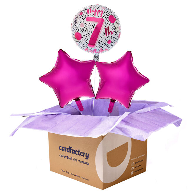Happy 7th Birthday Balloon Bouquet - DELIVERED INFLATED!
