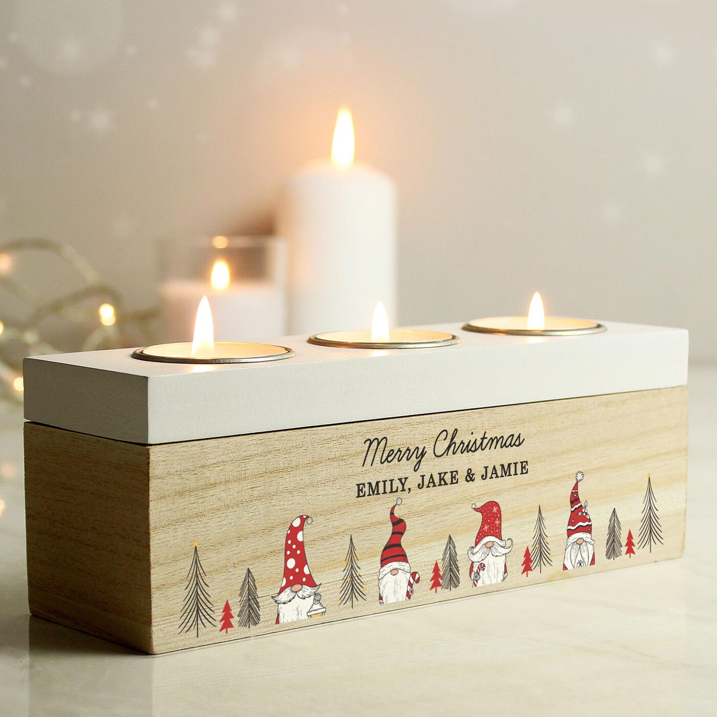 Buy Personalised Gonk Christmas Triple Tea Light Box for GBP 16 99