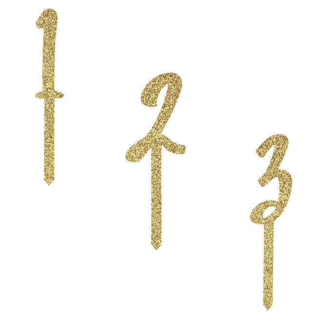 Metallic Gold Number Glitter Acrylic Cake Topper (Numbers 0-9)