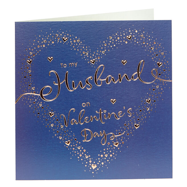 Valentine's Day Card - Husband Rose Gold & Navy