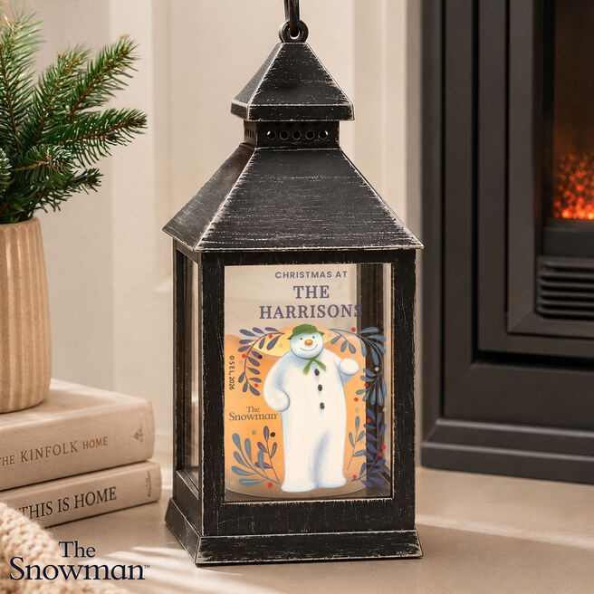 Personalised The Snowman Countdown to Christmas Black Lantern