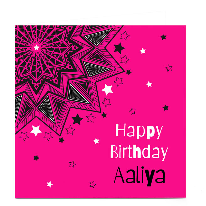 Personalised Roshah Designs Birthday Card - Pink Stars