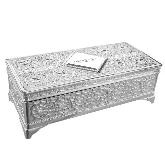 Personalised Antique Style Silver Plated Jewellery Box