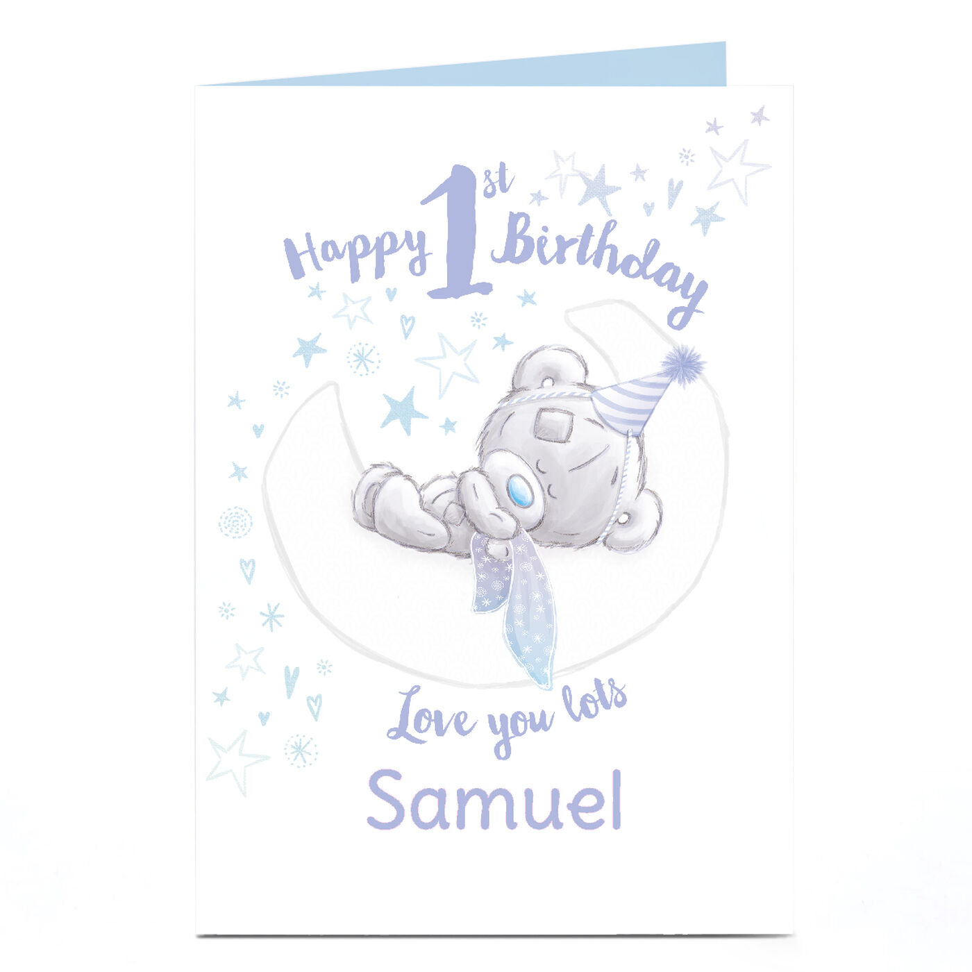 Buy Personalised Tatty Teddy 1st Birthday Card Blue Bear Sleeping on