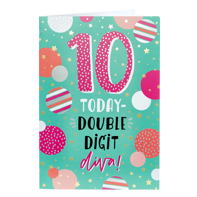 10th Birthday Card - Double Digit Diva