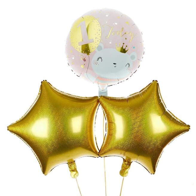 Pink 1 Today Birthday Balloon Bouquet - DELIVERED INFLATED!