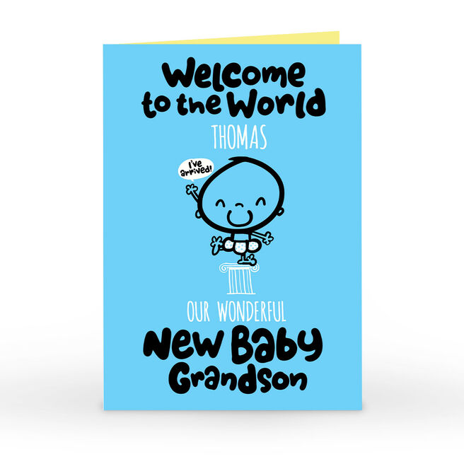 Personalised Fruitloops New Baby Card - Grandson, Welcome To The World