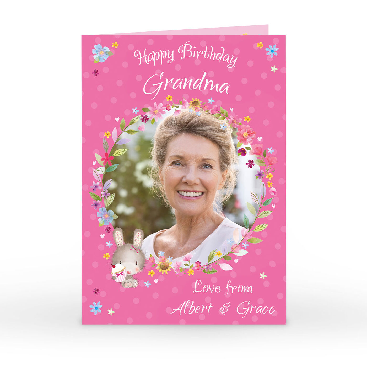 Buy Personalised Birthday Card - Pink Floral Wreath for GBP 2.99 | Card ...