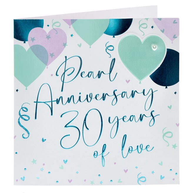 Foil Heart Balloons Pearl 30th Wedding Anniversary