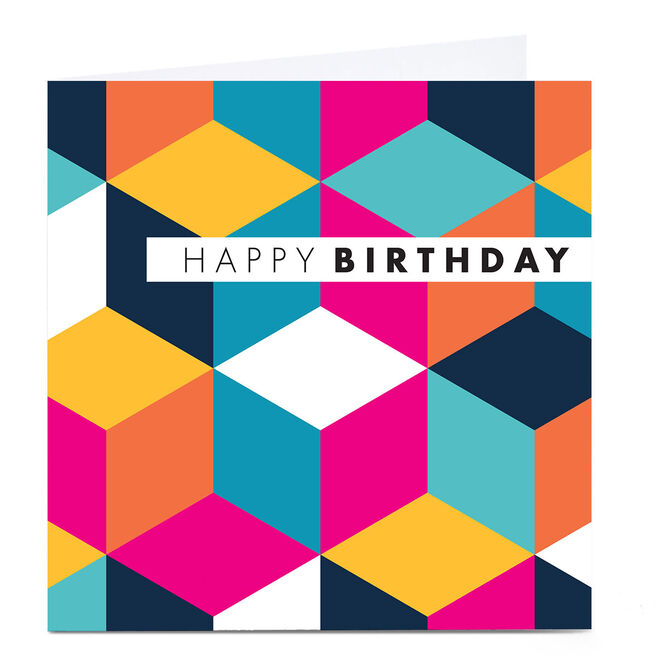 Personalised Hello Munki Birthday Card - Colourful Cubes