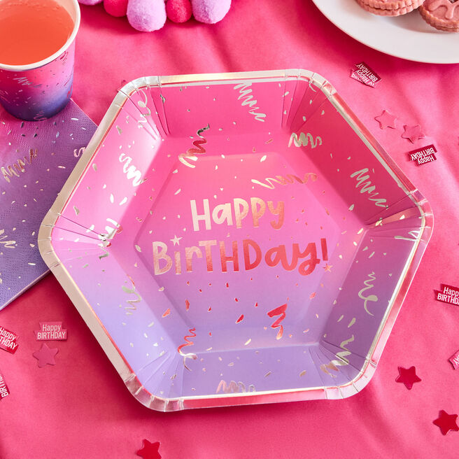 Pink Ombre Paper Plates - Pack of 10