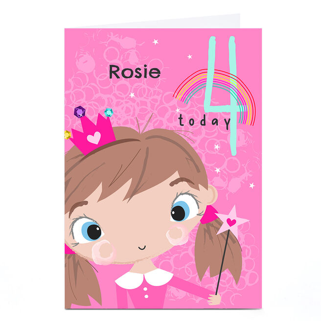 Personalised Rachel Griffin 4th Birthday Card - Pink Princess