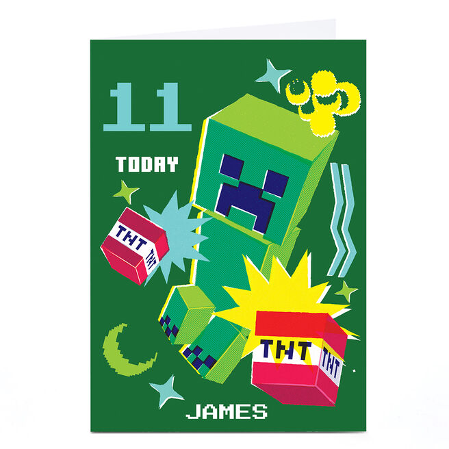 Personalised Minecraft Birthday Card - Any Age and Any Name