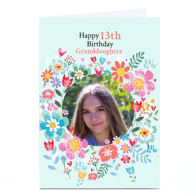 Photo Lindsay Loves to Draw 13th Birthday Card - Flower Frame, Editable Age & Recipient