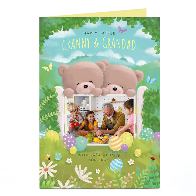 Photo Hugs Bear Easter Card - Bear Couple Fence