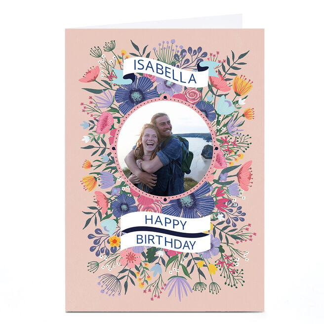 Photo Dalia Clark Birthday Card - Floral Circle Frame