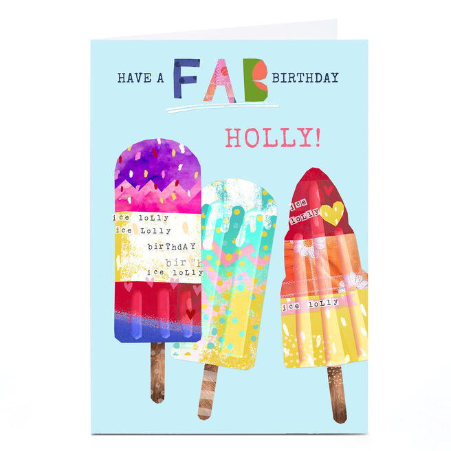 Personalised Kerry Spurling Birthday Card - Ice Lollies