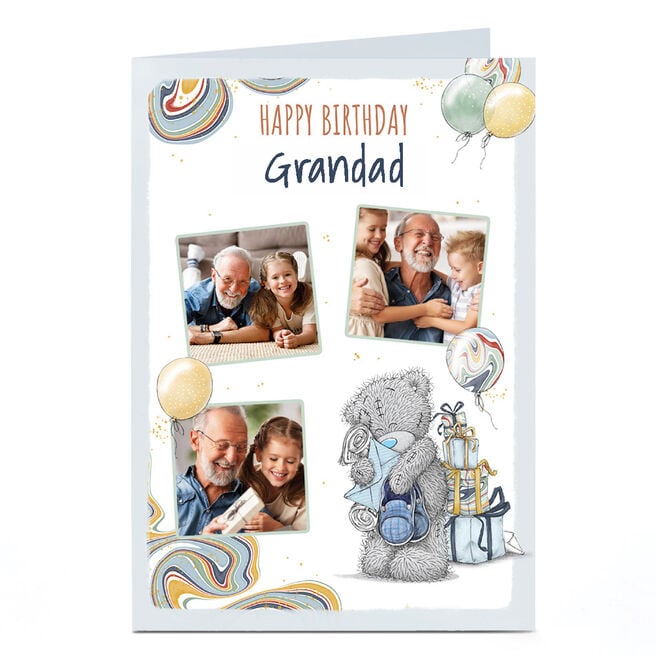 Photo Tatty Teddy Birthday Card - Bear with Presents, Grandad