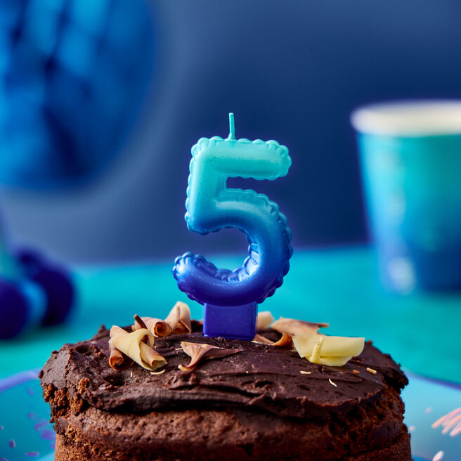 Blue Number 5 Cake Candle
