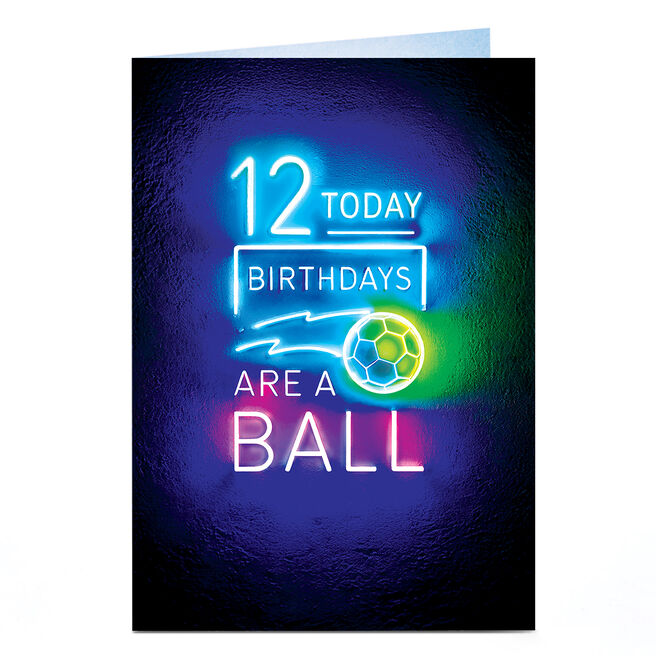 12th Birthday Card - Neon Football
